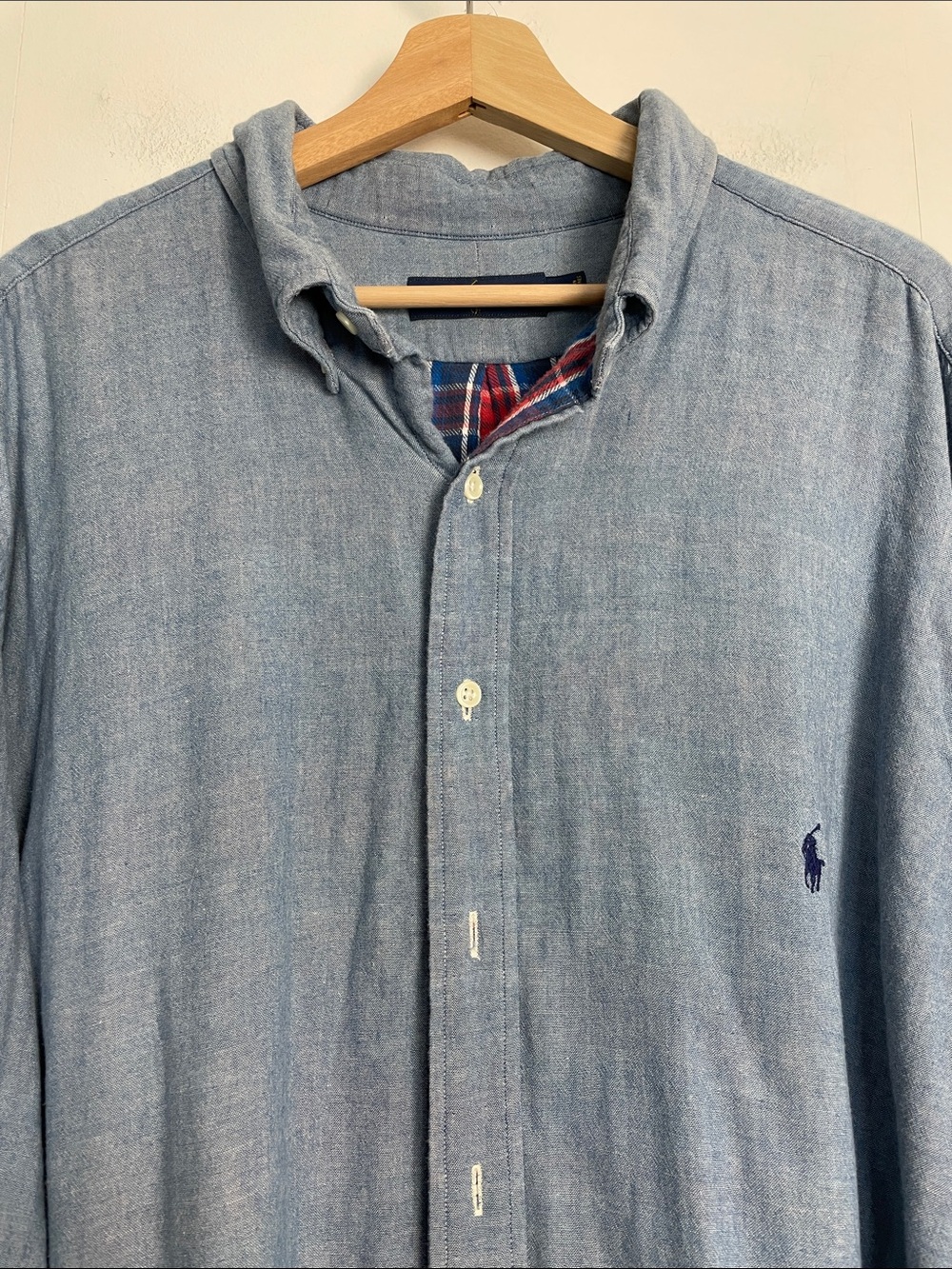 Ralph Lauren Blue Plaid Lining Lumberjack Flannel Men 2XLT Button-Down Shirt - Picture 4 of 9